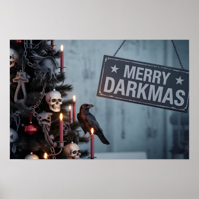 Gothic "Merry Darkmas" Horror Christmas Tree Poster (Front)