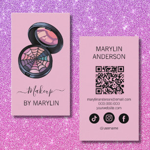 Gothic Minimal Compact Powder Makeup Business Card