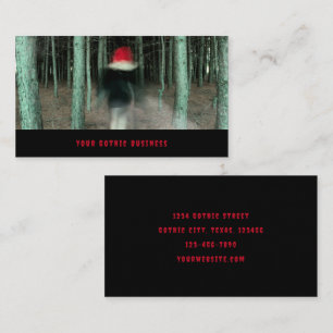 Gothic Modern Girl Red Black Creepy Forest Business Card