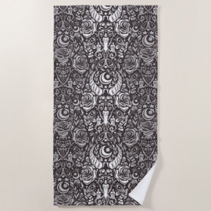 Gothic monochrome pattern beach towel