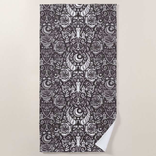 Gothic monochrome pattern beach towel (Front)