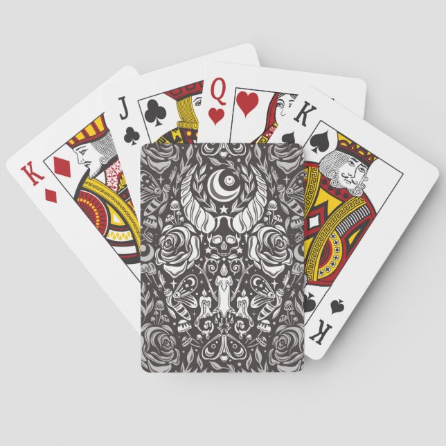 Gothic monochrome pattern playing cards (Back)