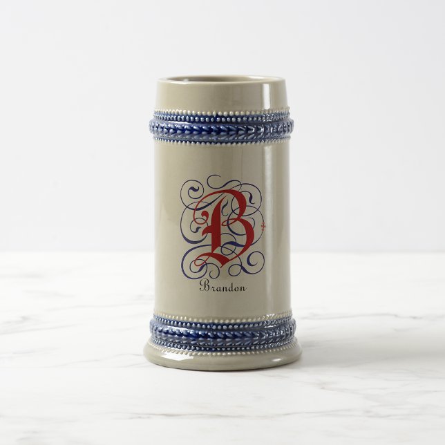 Gothic Monogram Letter B Custom Name Beer Stein (Creator Uploaded)