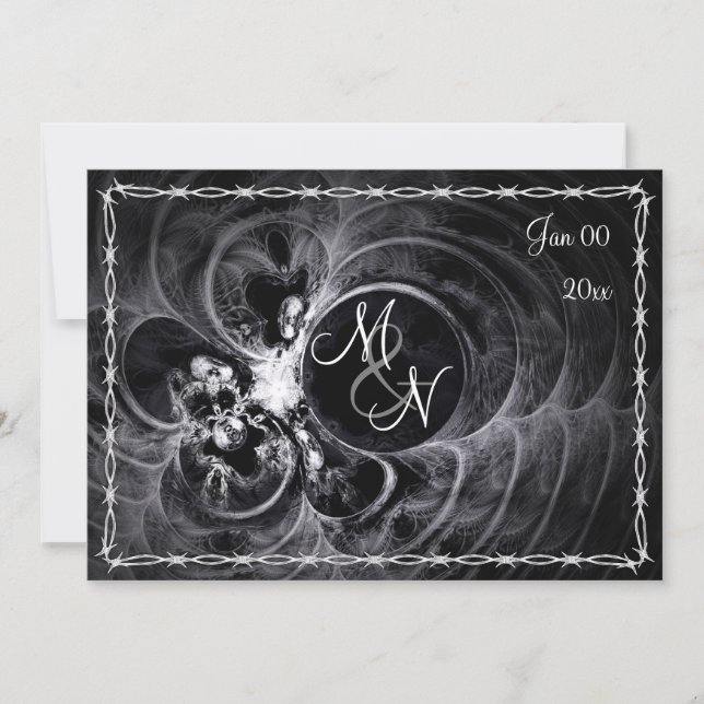 Gothic Monogram Wedding Invitation (Front)
