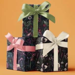Gothic Moody Autumn Floral Wrapping Paper Sheet