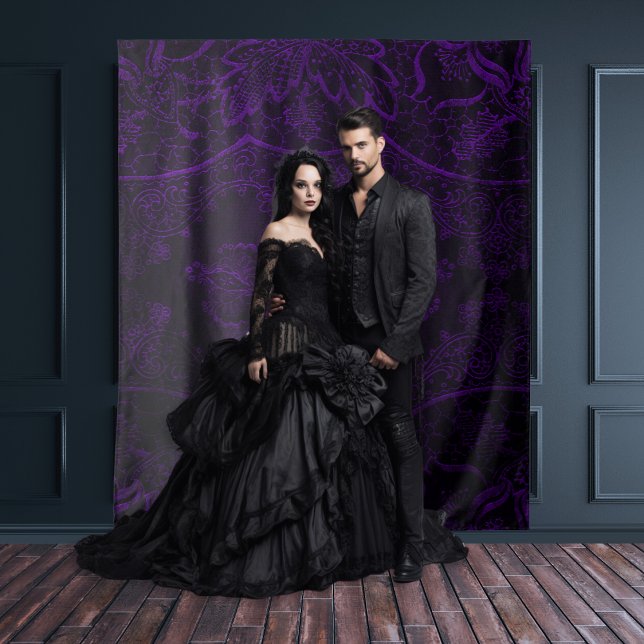 Gothic Moody Black & Purple Vintage Lace Tapestry (Creator Uploaded)