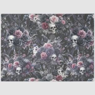 Gothic Moody Flowers Skulls and Crows Tissue Paper