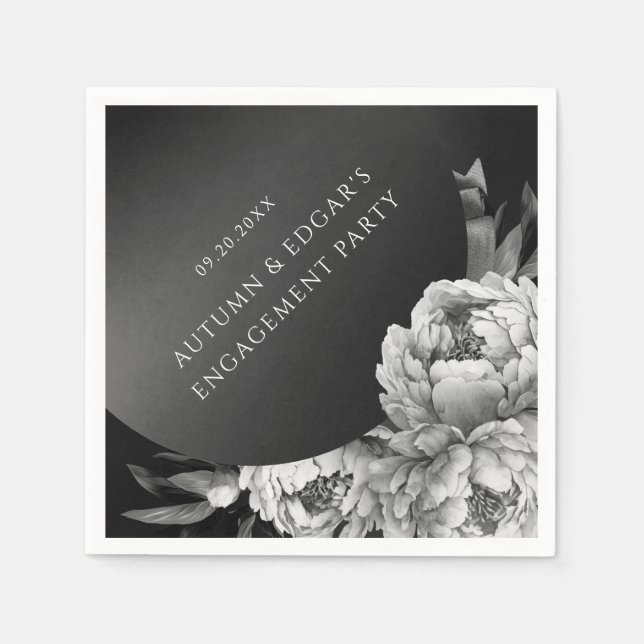 Gothic Moody Peonies Wedding Shower Party Napkin (Front)