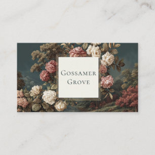 Gothic Moody Rose River Landscape Gold Frame Business Card