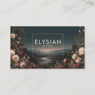 Gothic Moody Rose River Landscape Gold Frame Business Card