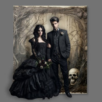 Gothic Moody Scenes Skull & Spider Cream & Black