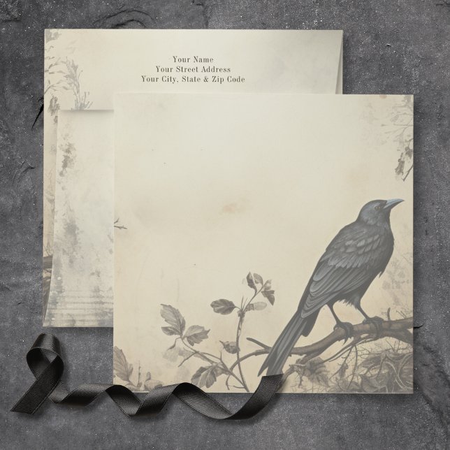 Gothic Moody Scenes Vintage Cream & Black Wedding Envelope (Creator Uploaded)