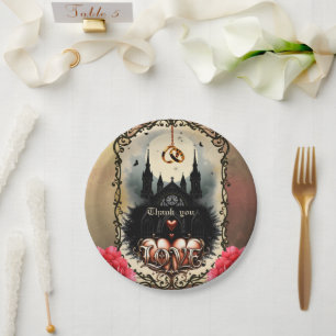 Gothic Moon –Eternal Love Beneath the Midnight Sky Paper Plate