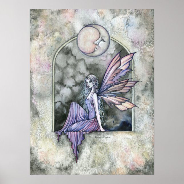 Gothic Moon Fairy Art Poster Print (Front)