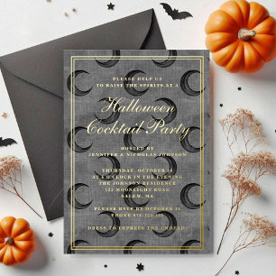 Gothic Moon Halloween Cocktail Party Gold