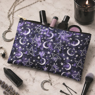 Gothic Moon & Pentagram Purple Accessory Pouch