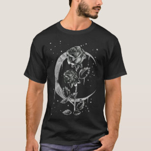 Gothic Moon Rose Crescent Witchy Art T-Shirt
