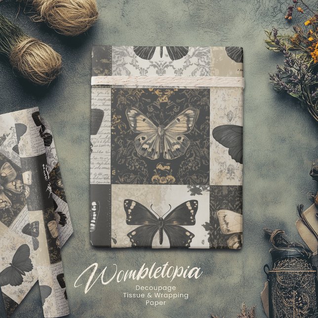 Gothic Moth Collage Vintage Halloween Wrapping Paper (Creator Uploaded)