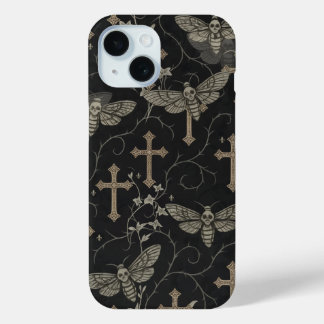 Gothic Moth & Cross Damask Phone Case 