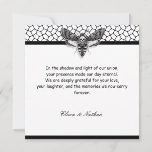 Gothic Moth Skull Wedding   Black & white Invitation