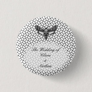 Gothic Moth Skull Wedding – Dark Elegant 3 Cm Round Badge