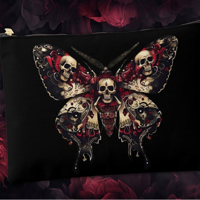 Gothic Moth with Skulls Accessory Pouch (Creator Uploaded)