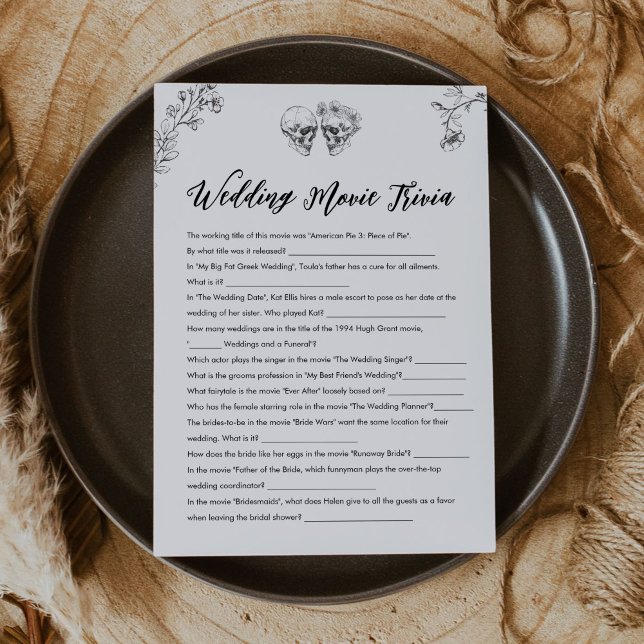 Gothic Movie Trivia Bridal Shower Game Card (Creator Uploaded)
