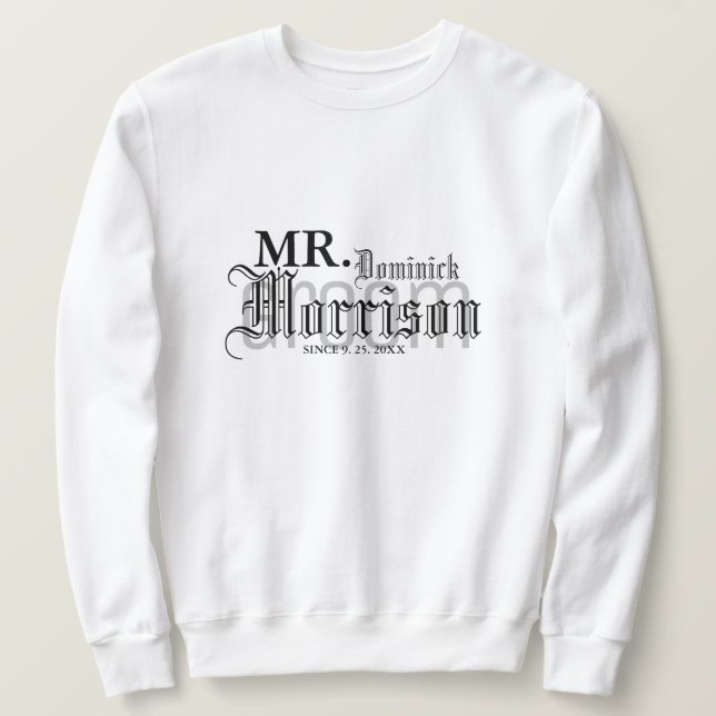 Gothic Mr. Newlywed Groom Wedding  Sweatshirt (Design Front)