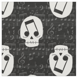 gothic music note eyes skull macabre fabric