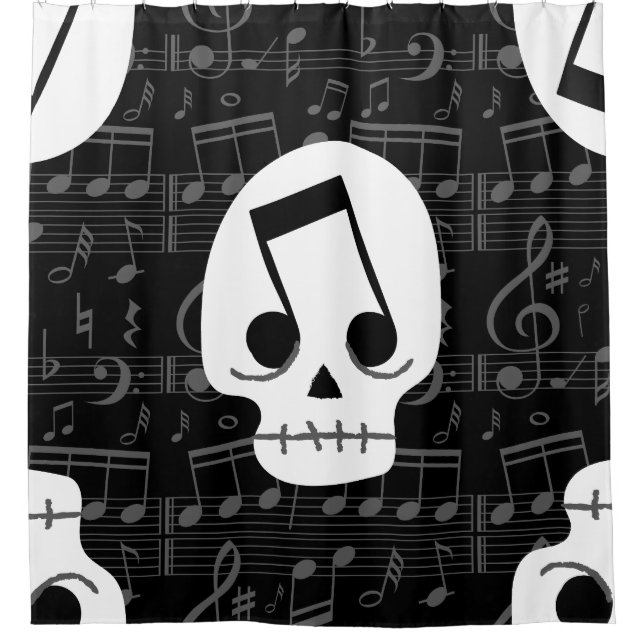 gothic music note eyes skull macabre  shower curtain (Front)