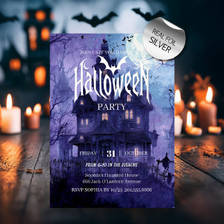Gothic Mystery Halloween Party Foil Invitation
