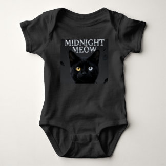 Gothic Mystic: Cool Black Cat with Heterochromia E Baby Bodysuit