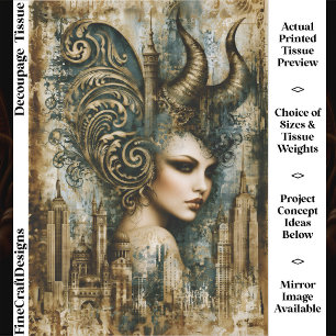 Gothic Mythical Woman Mixed Media FT6R Decoupage Tissue Paper