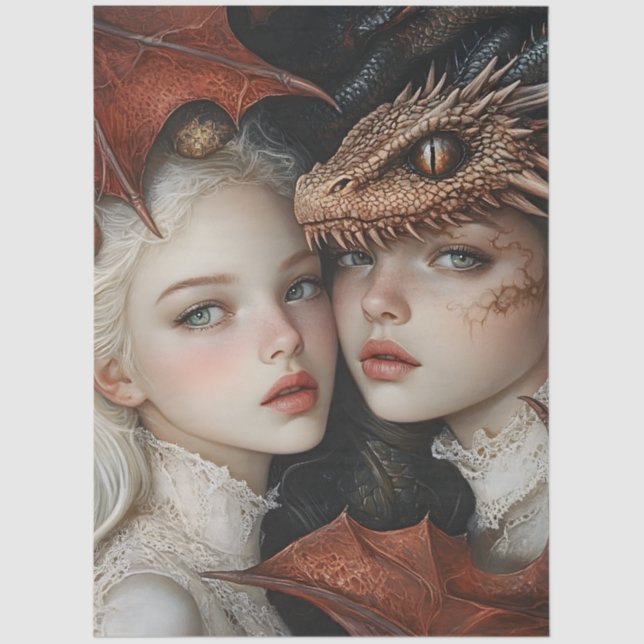 Gothic Mythological Nymph Fantasy Dragon Tissue Paper (Front)