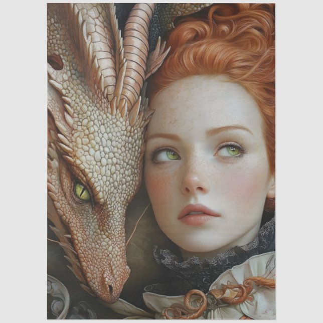Gothic Mythological Nymph Fantasy Dragon Tissue Paper (Front)