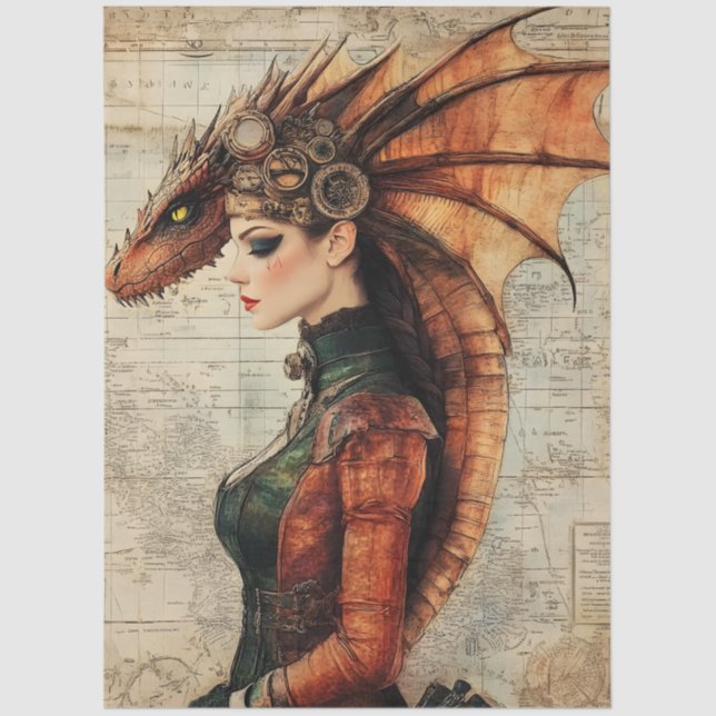 Gothic Mythological Nymph Fantasy Dragon Tissue Paper (Front)