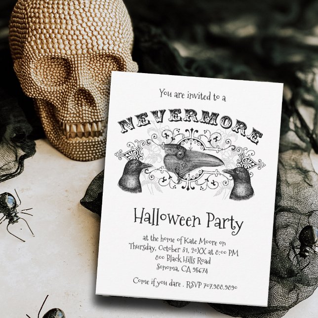 Gothic Nevermore Raven Halloween Party Invitation (Creator Uploaded)