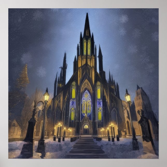 Gothic Night Cathedral Poster (Front)