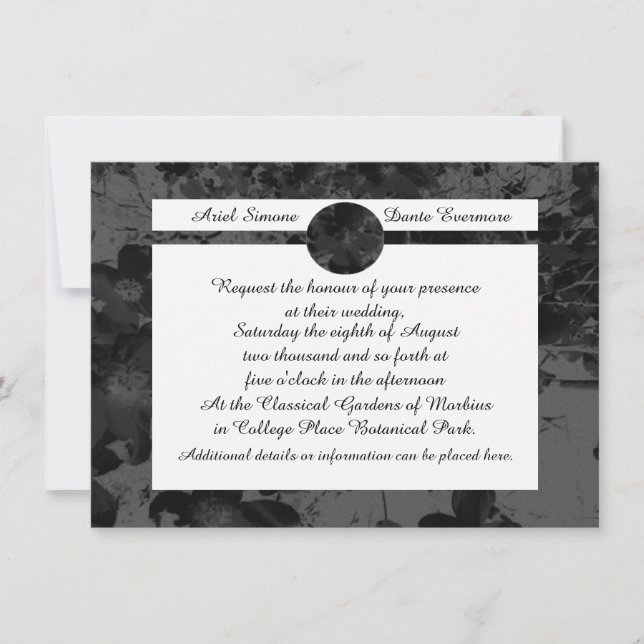 Gothic Nightfall Floral Wedding Handfasting Suite Invitation (Front)
