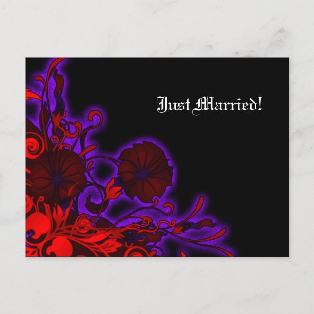 Gothic Nightshade Modern Floral Wedding Announcement Postcard (Front)