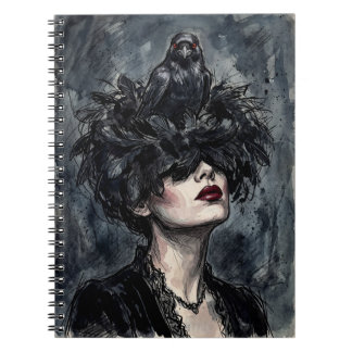 Gothic Notebook: Woman with Raven Notebook