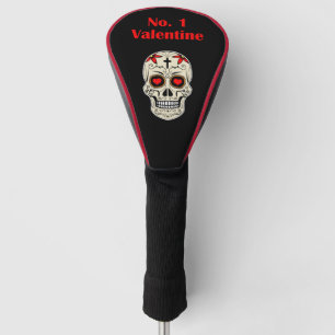 Gothic Number 1 Valentine Heart Sugar Skull Golf Head Cover