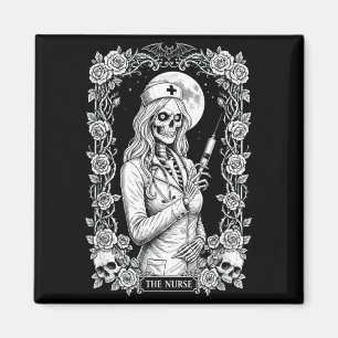 Gothic Nurse Skeleton Dark Medical Halloween Magnet