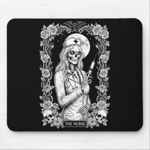 Gothic Nurse Skeleton Dark Medical Halloween Mouse Pad
