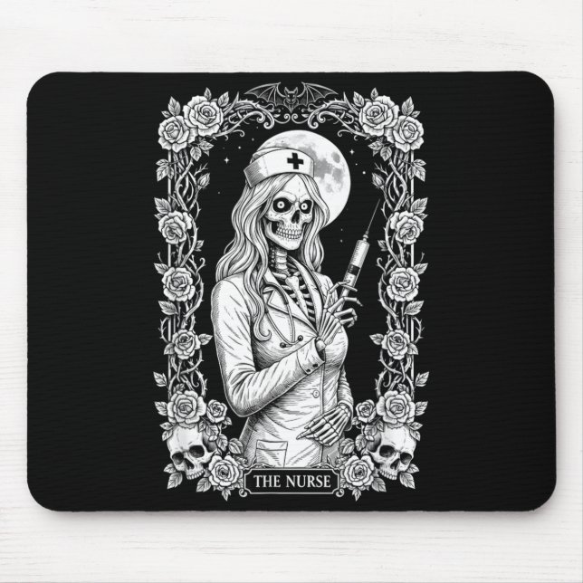 Gothic Nurse Skeleton Dark Medical Halloween Mouse Pad (Front)