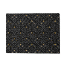 Gothic Nursery Black Rose Damask Rug Mat