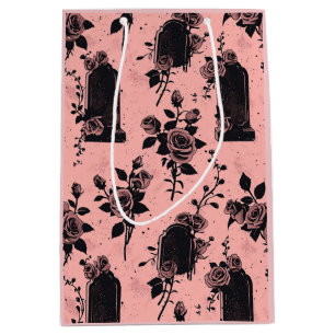 Gothic Occult Pink Cemetery roses  Medium Gift Bag