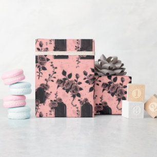 Gothic Occult Pink Cemetery roses  Wrapping Paper