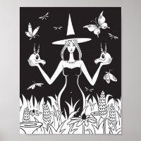 Gothic Occult Witch Black White Skull Butterfly