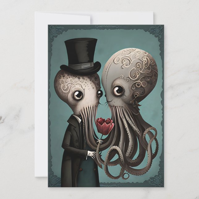 Gothic Octopus Couple Holiday Card (Front)